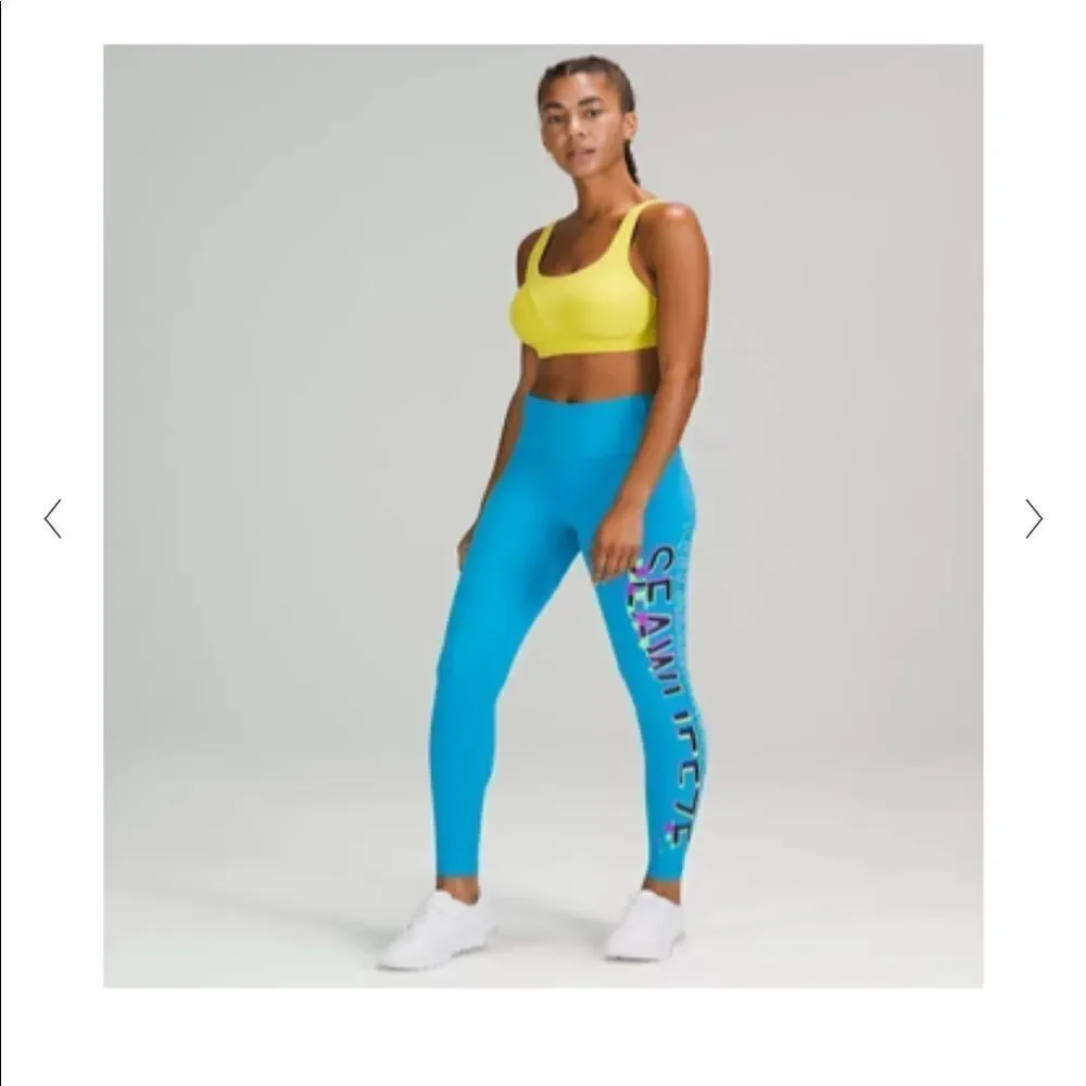 NWT New LULULEMON Speed Wunder Under Tight Seawheeze Turquoise Blue Logo 6